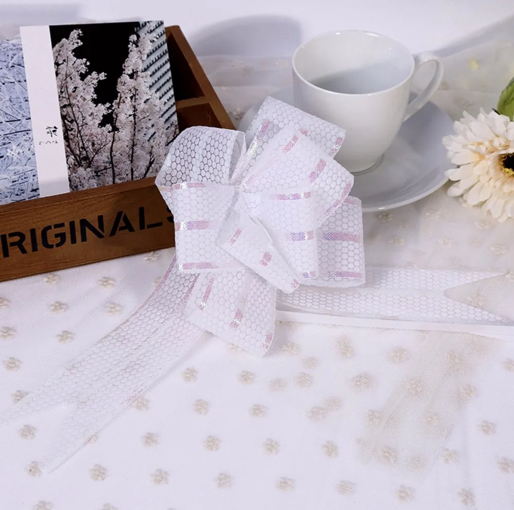 100pcs white/blue/green18mm Pull Bow butterfly ribbon Wedding car