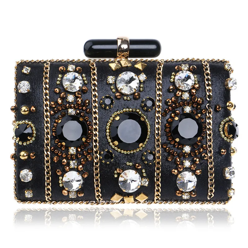 

Luxury Handbags Women Bags Designer Acrylic Rhinestone Metal Box Chain Prom Dress Evening Bag Clutch Female Shoulder Bag