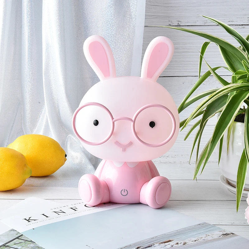 Cute Baby Bedroom Lamp Rabbit Night Light Led Night Lamp Christmas Gift Bedside Decor Kids Glasses Rabbits Lights