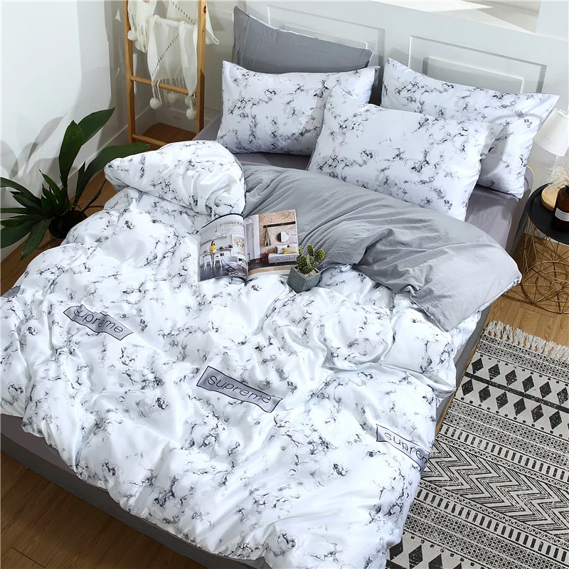 Washed Silk Comfortable Ab Side Bedding Set Double Queen King Size