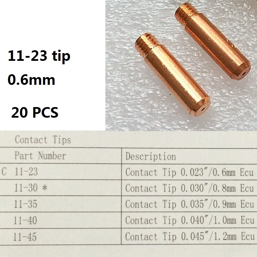 20 штук 0,6 мм свяжитесь с 11-23 Замена Tweco мини L Magnum 100L МиГ сварки пистолет сварочный аппарат части