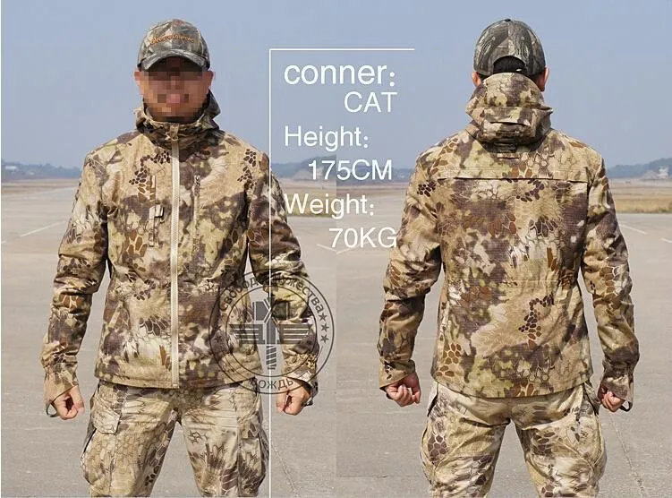 

Rattlesnake Camo Shooter Jacket Mens Python Grain Tactical Hunting Paintball Camping Outdoor Sports Coat overcoat