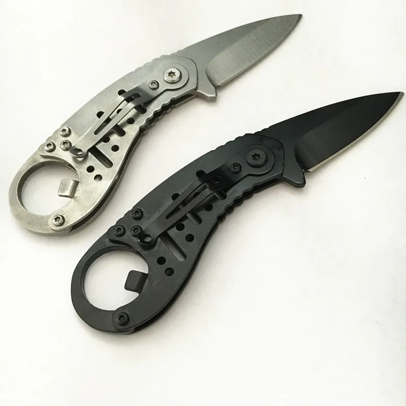 

Small Portable Folding Pocket Knife Tactical Camping Hunting Knife Survival Knives Keychain EDC Opener Tool Stonewash and Black