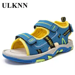 ULKNN детская обувь летние пляжные сандалии мальчиков девочек плоской подошве обувь с открытым носком для девочек детские сандалии из