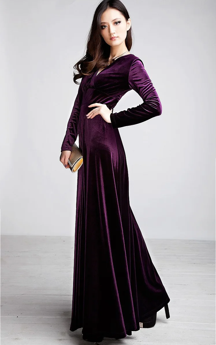 velvet floor length dress