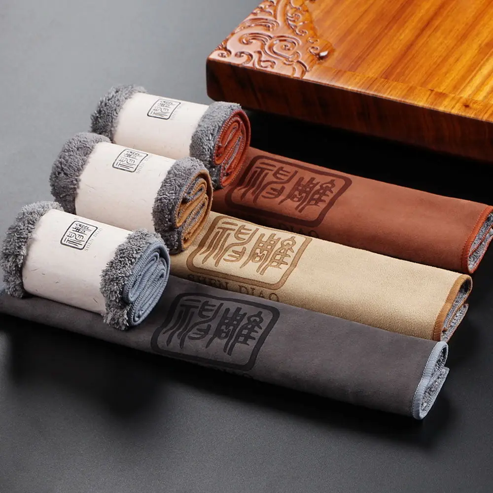 Магический абсорбент кунг-фу чай церемония очистки хлопчатобумажное волокно Ткань полотенце 29x18 см серый