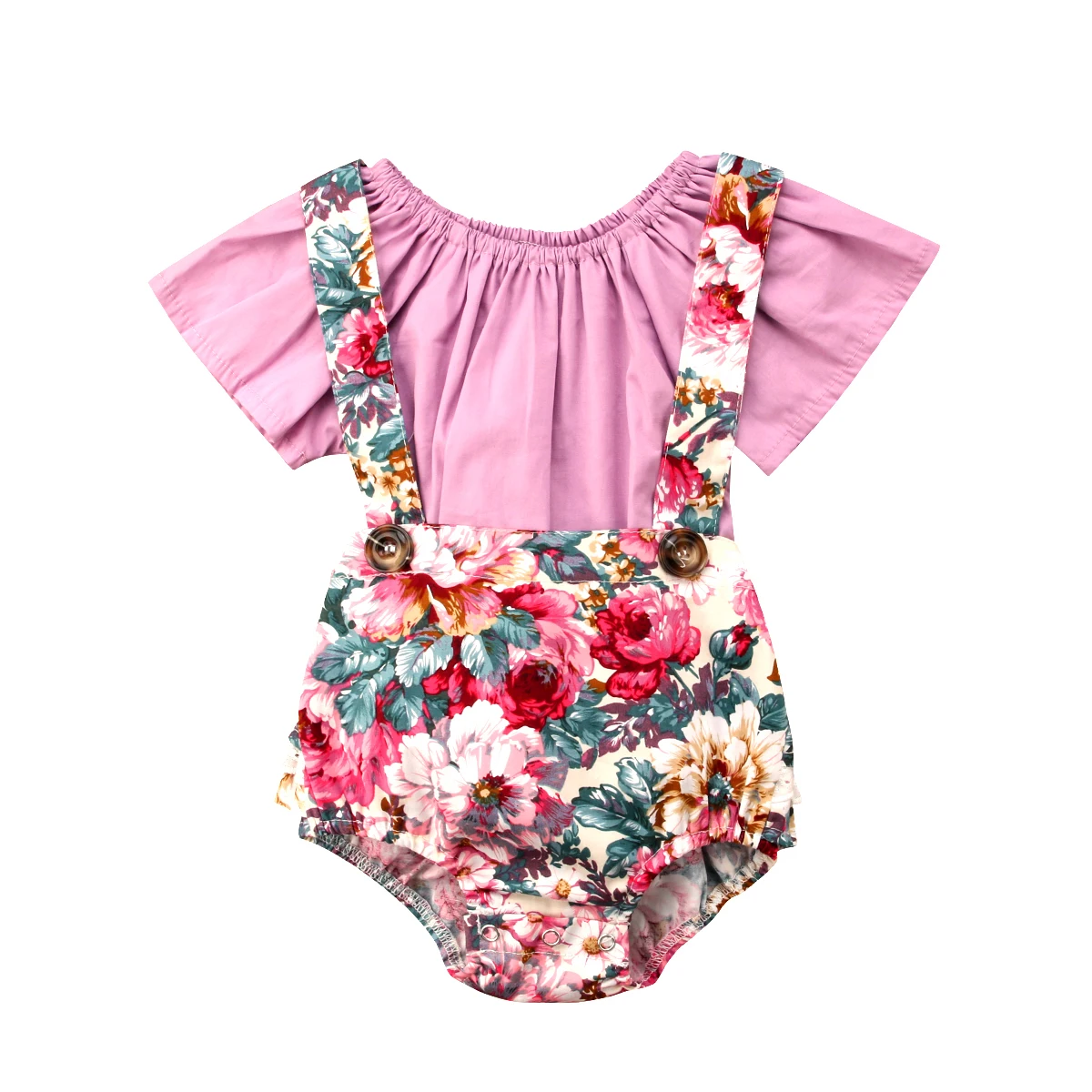 

New Toddler Newborn Infant Baby Girls Summer Clothes Soild Tops Shirt Overall PP Shorts Pants 2Pcs Set Casual Outfits