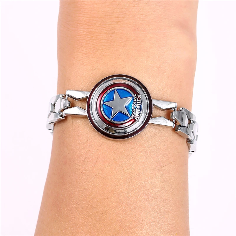 

Julie Movie Souvenir Captain America Logo Bracelets Stainless Steel Alloy Bracelet for Fans Charm Bracelet Pulsera