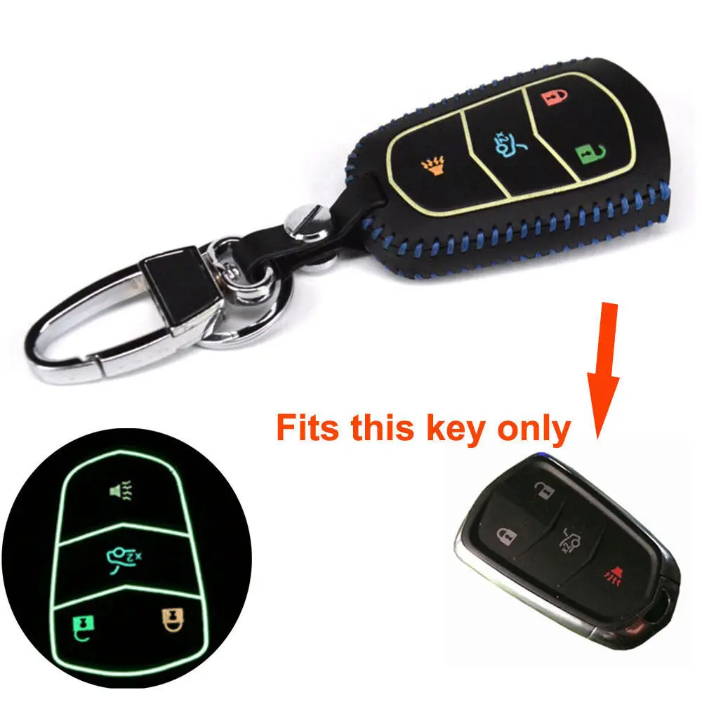 4BTN световой кожа автомобиль Smart Remote Key чехол Брелок Fit для Cadillac ATS XTS с Автомобильный брелок с кольцом Аксессуары Укладка