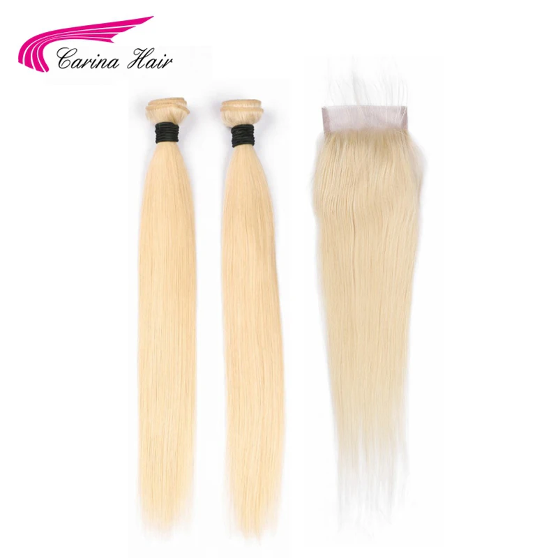 

Carina Hair 613 Remy Human Hair Weft 2 Pcs with 4*4 Lace Closure Malaysian Straight Hair Bundles Hair with Top Closure