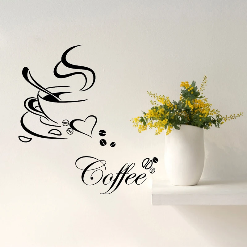 NEW 1PC Coffee Cup DIY Removable Art Vinyl Wall Sticker Decal Mural