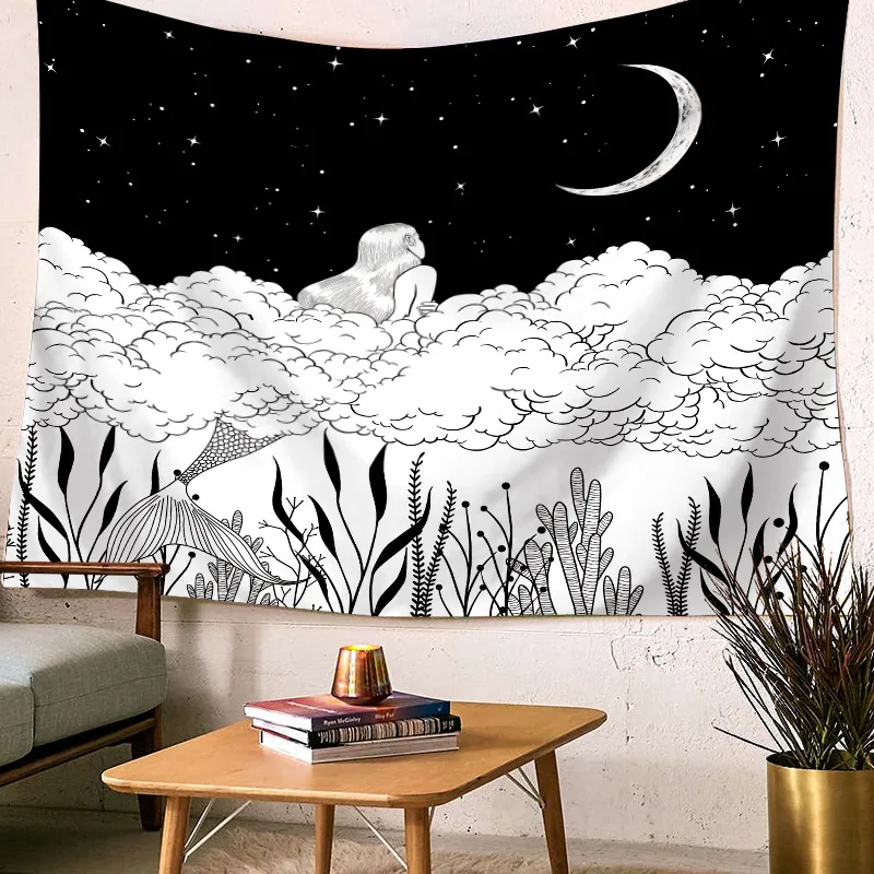 Картина черный и белый Европейский Американский Красивый стенной ковер навесной пляж полотенца пледы домашний декор для кровати скатерти