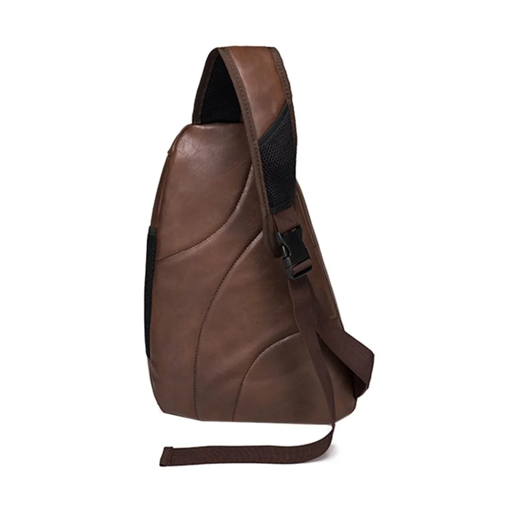 Männer PU Leder Vintage Reise Reiten Unregelmäßigen Dreieck Messenger Schulter Sling Brust Casual Tasche