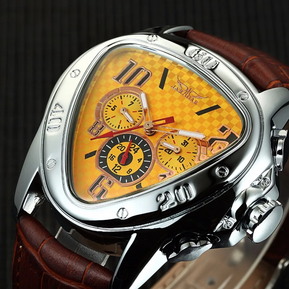 

JARAGAR Mens Watches New Men Triangle Shape Automatic Mechanical Watches Auto Date Wristwatch Relogio Masculino