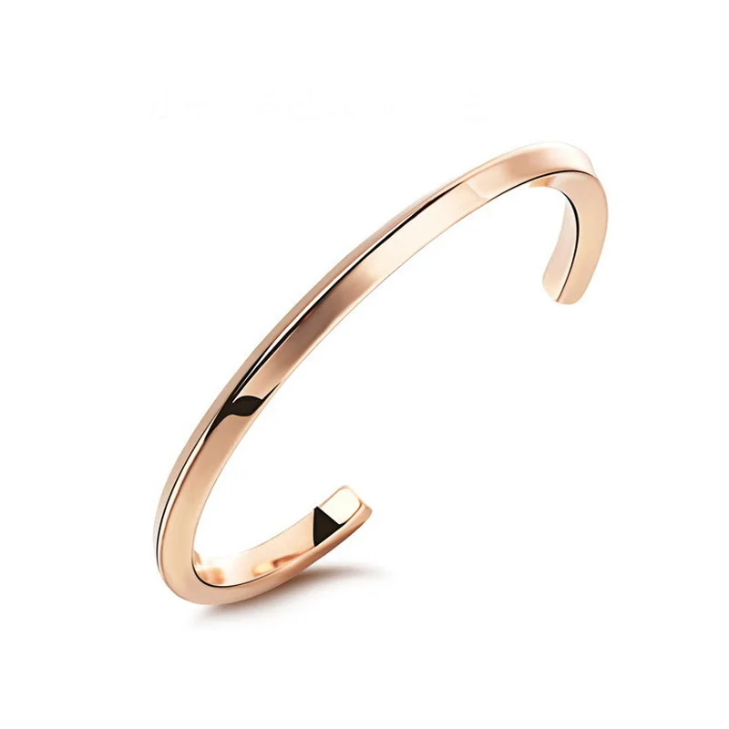 

Hot Luxury Silver Black Color Stainless Steel Bracelets Bangles Women Men C Shape Open Design Lovers' Jwelry Bracelet Jonc Femme
