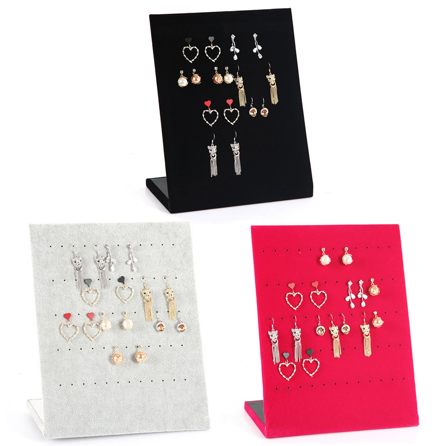 Behogar 60 Holes Jewelry Frame Velvet Earrings Holder Display Stand