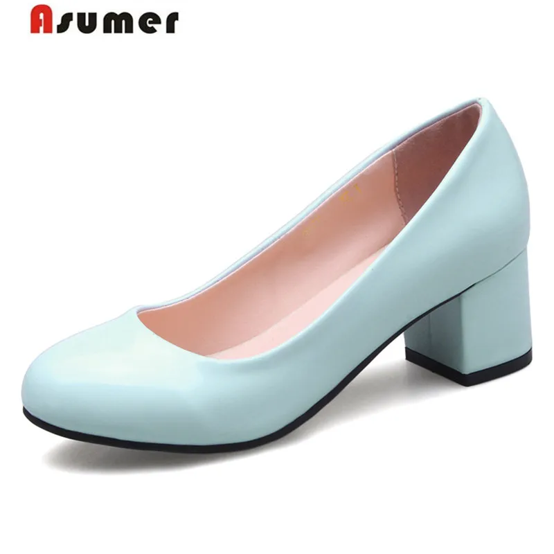 

ASUMER High heels women shoes round toe shallow single shoes contracted fashion work party shoes four seasons pumps pu