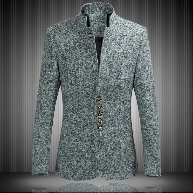 Autumn and winter new casual suit men's self-cultivation business jacket coat large size stand collar tunic men's suit S-6XL