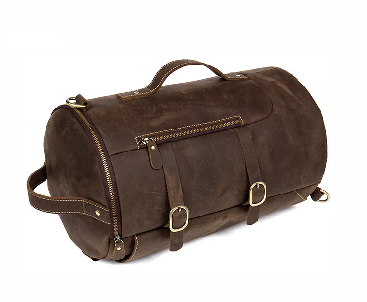 Seitenansicht des Woosir Vintage-Herrenrucksacks aus echtem Leder