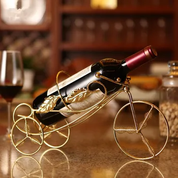 

Stainless steel stylish three-wheeled wine rack / creative wine rack decoration ornaments / European wine rack iron wine rack