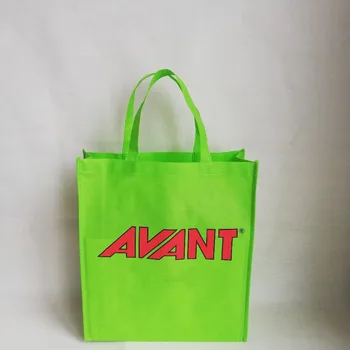 

500pcs/lot 32Hx24x8cm Green Custom Shopping Tote Bags with Your LOGO Printed Reusable Noven Woven Bag for Promotion Trade Show