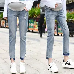Высокие Стрейчевые джинсовые брюки для беременных расклешенные брюки Корейская версия самокультивирующихся девять точек желудка лифт