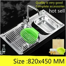 Высокая емкость мыть овощи общий большой двойной кухонный паз раковина 304 нержавеющая сталь роскошный 82x45 см