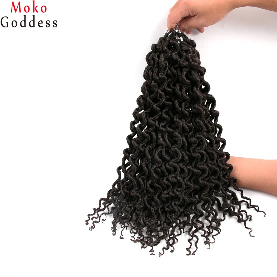 MoKoGoddess Faux locs Curly косу волосы 16-24 дюйма, сумка для стойки/уп синтетические косички, волосы, на крючках, косички, волосы на заколках