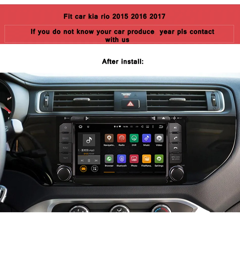 Top 4G RAM Android 9.0 Car dvd gps player for Kia rio k3 2015 2016 in dash dashboard radio video player+Aux 1024*600 Resolution 1