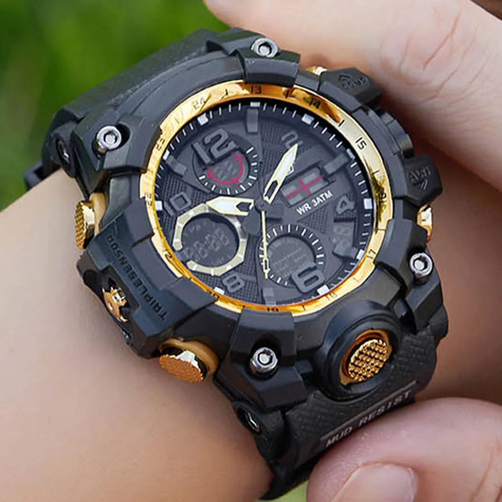 Fashion Men Waterproof Watch Luminous Boy Sport Quartz Wrist Watches Student Male Wrist Alarm Clock Timer