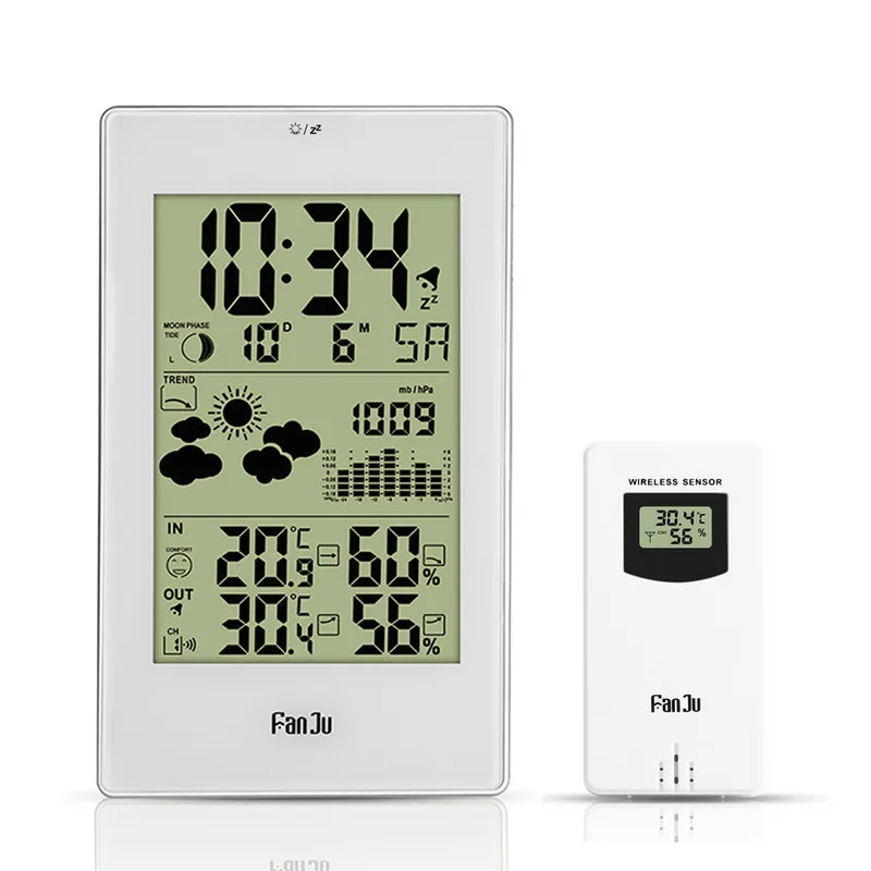 

Weather Station Digital Alarm Wall Clock Temperature Humidity Wireless Outdoor Sensor Thermometer Hygrometer Desktop Clock