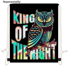 Nopersonality Printing Owl Travel Backpack 3d Black Softback Man Women Mochila Feminina Harajuku Drawstring Bags Mochila