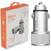 Автомобильное зарядное устройство QC 3,0 с двумя usb-портами A для мобильного телефона, 2 USB, быстрое автомобильное зарядное устройство для iPhone, Xiaomi, быстрое металлическое автомобильное зарядное устройство