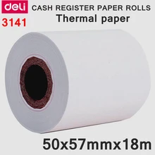 1 rolo deli 3141 caixa registradora rolo de papel 50x57mmx18m papel térmico calor sensível para a máquina da posição