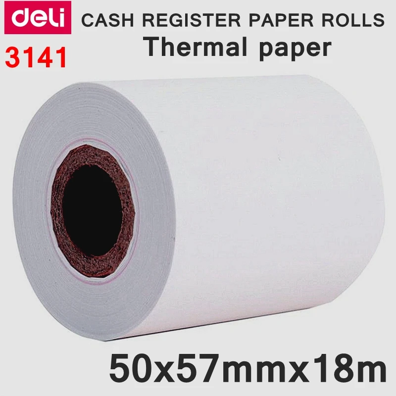 

Deli 3141 Cash register Paper roll 50x57mmx18m thermal paper heat sensitive paper for POS machine