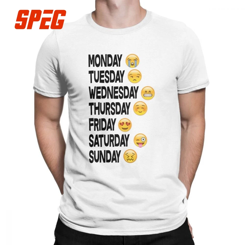 cheap Men Emoji Days Of The Week Hot New Sale Discount Hip Monday Sadness T Shirt Novelty Tee Shirt Normal Sadness Depression T Shirts