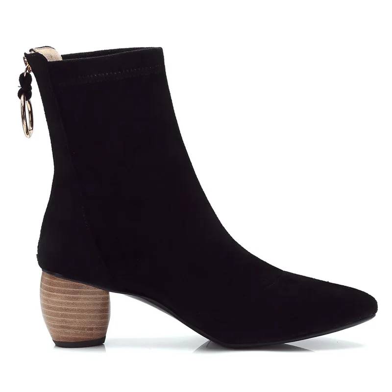 Talons Carré 40 Taille green Black Enmayer Zipper En pink Dames Femmes Suédé Noir Med Bottines 34 Bout Grande Cr863 Cuir Mode Bottes xYAP5wntqP