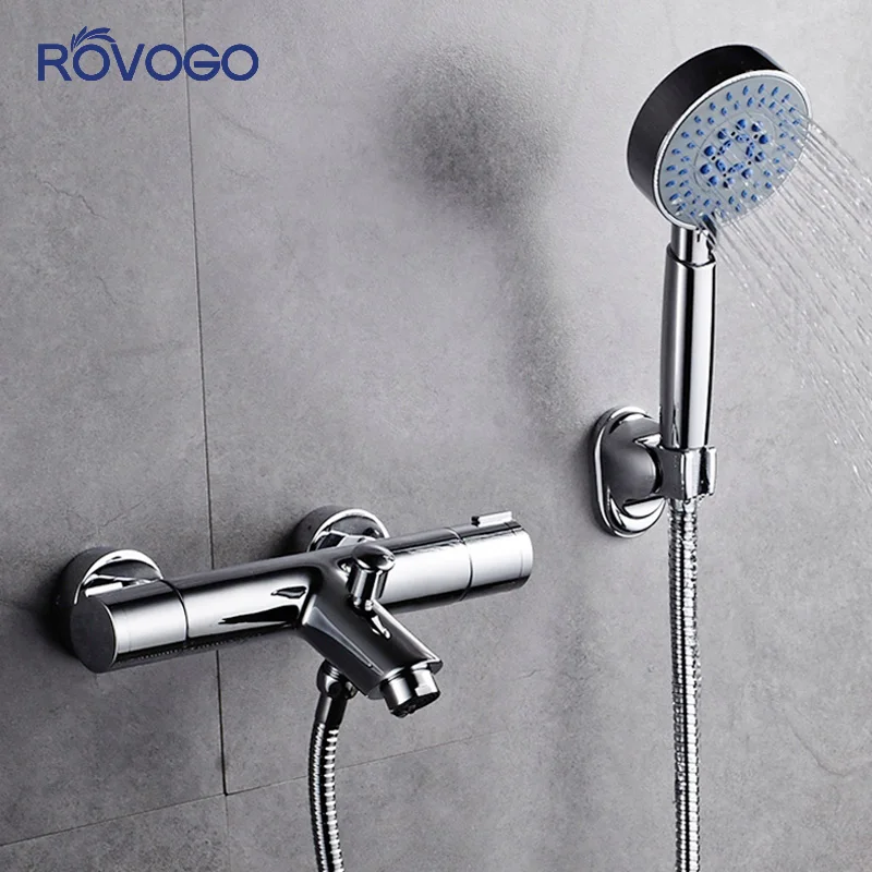 

ROVOGO Modern Bathtub Faucet Thermostatic Bathroom Faucet for Shower Cold and Hot Water Shower Mixer Five Mode Two Function Tap