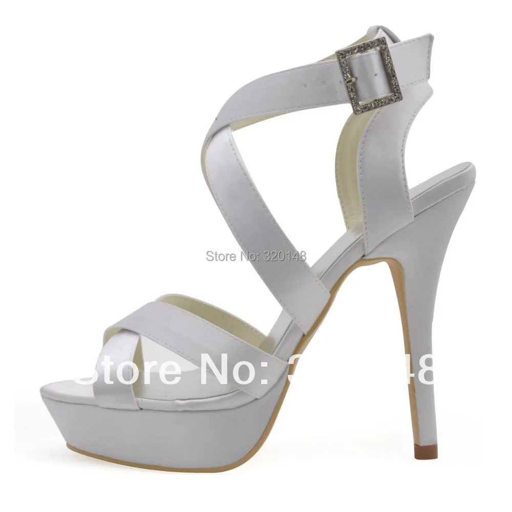 Модные свадебные сандалии; обувь подружки невесты; EP2124-PF; белые пикантные босоножки на высоком каблуке с открытым носком и перекрестными ремешками; женская обувь