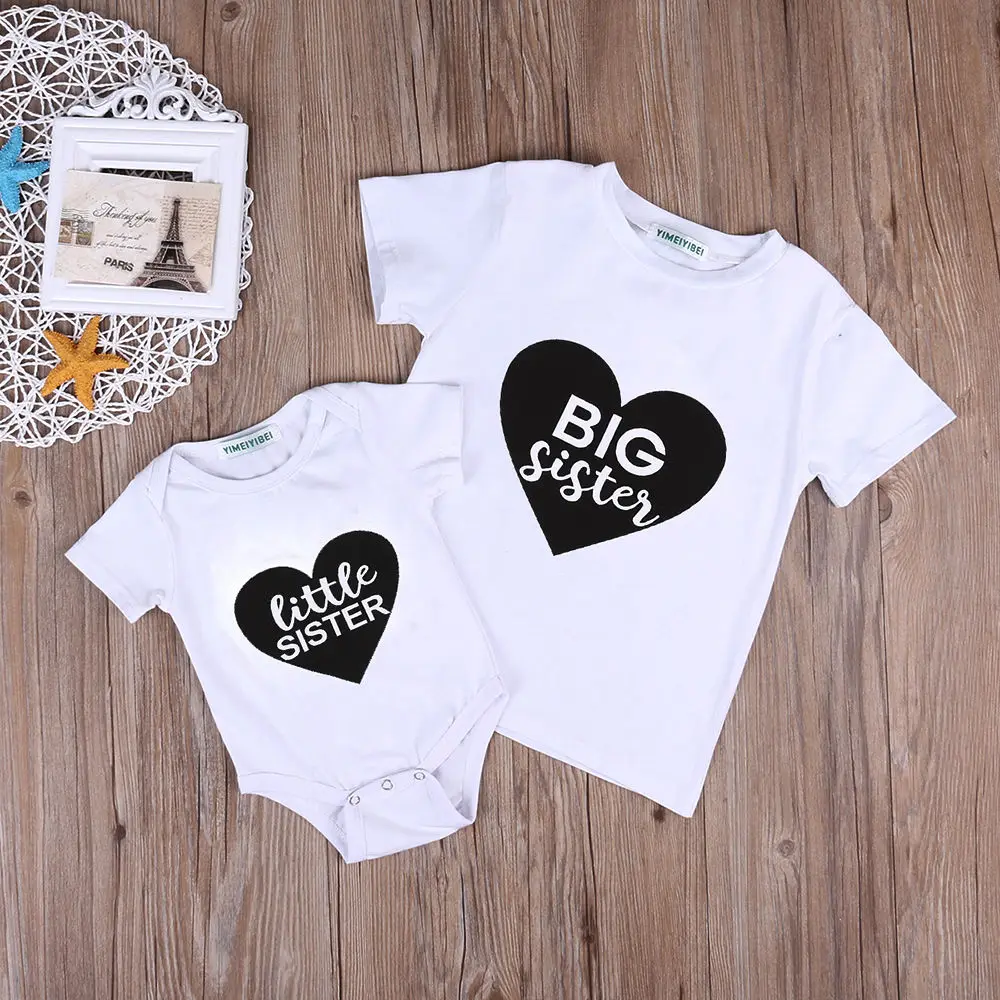 

Baby Kids Girl Littler Big Sister Casual Cotton Romper Jumpsuit Tops Family Set Children Infnat Girls Kids Rompers T-Shirt Cute
