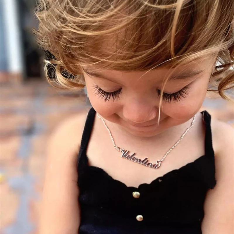 

3UMeter Name Necklace Baby Jewelry Personalized Kids Children Pendant Choker Customized Numbers Necklace for Girls Boy Gift
