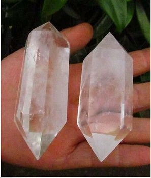 

2PCS NATURAL CLEAR QUARTZ CRYSTAL DT WAND POINT Healing