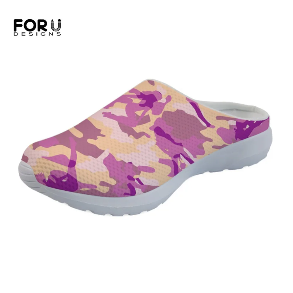 

FORUDESIGNS Fashion Camouflage Design Ladies Sandals Shoes Woman Light Flats Beach Sandals for Teenage Girls Home Slippers 2019