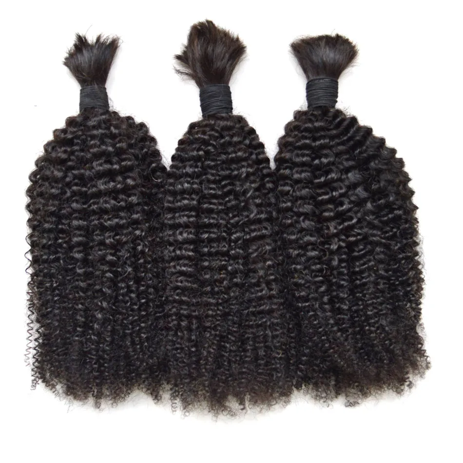 7A Mongolian Afro Kinky Curly Bulk Hair For Braiding 3Pcs Human Braiding Hair Bulk Ali express Braiding Hair Rosa Hair Products (3)