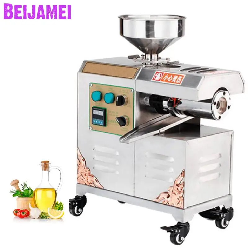 

BEIJAMEI New Arrival Stainless Steel Peanut Oil Press Machine Commercial Home Cold Hot Oil Extractor Expeller Presser