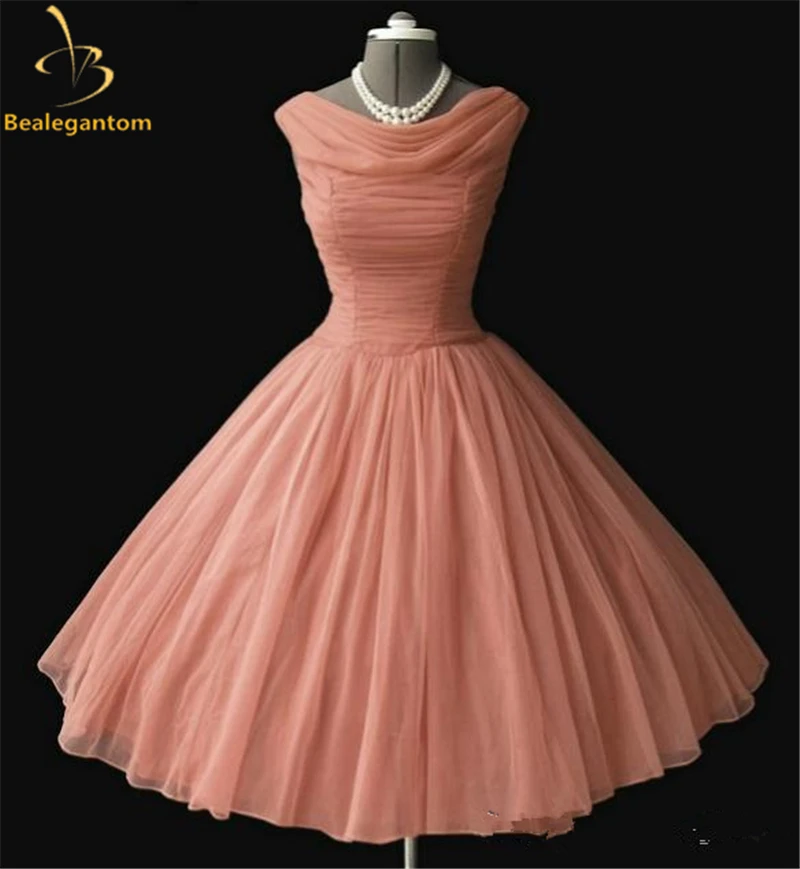 Bealegantom винтажное вечернее платье сатин плюс размер короткое для вечеринки платья 1950's 50 s Vestido Robe Soiree QA1210
