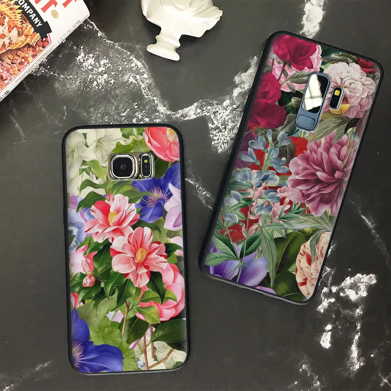 

Red cafepress pink peonies Flower Beautiful Floral TPU Soft Silicone Phone Case Cover For Samsung S7 Edge S8 S9 Plus Note 8 9