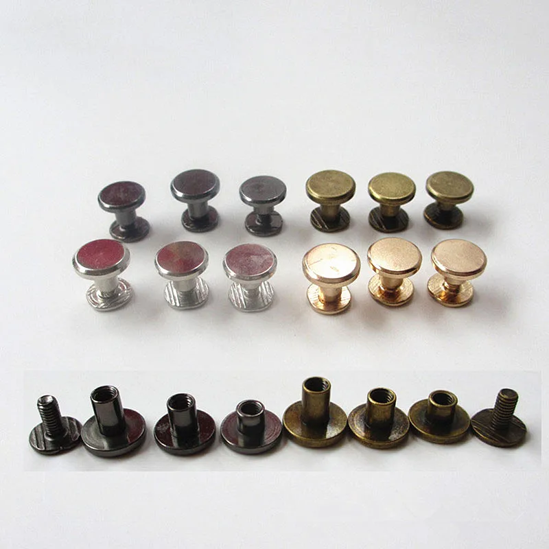

HOT 30pcs 5mm/6.5mm/8mm Luggage Leather metal Craft Solid Screw Nail Rivet Double curved Head Belt/strap Rivets Book screws
