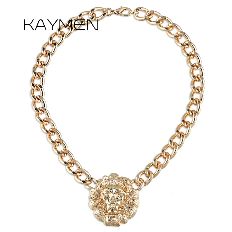 

New Fashion Golden Chain with Lion Pendant Necklace for Girls Punk Style Party Prom Pendant Necklace Jewelry Man's Necklace 4036