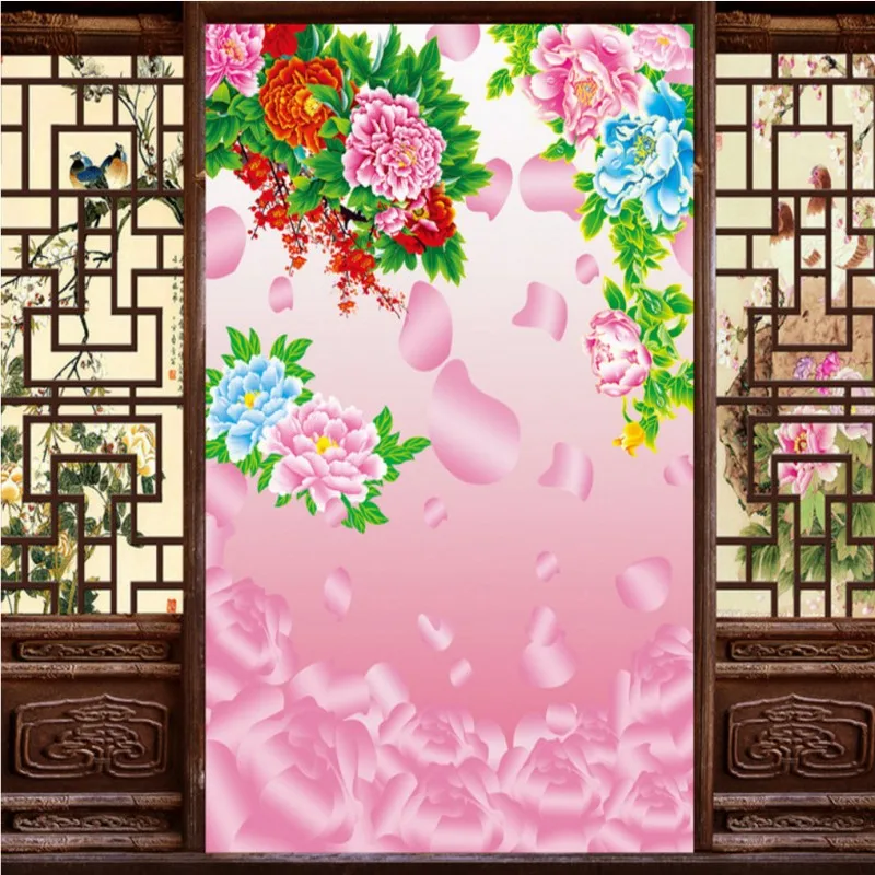 

wallpaper 3d Beautiful Pink Peony petal Living room bedroom decoration backdrop ceiling mural wallpaper